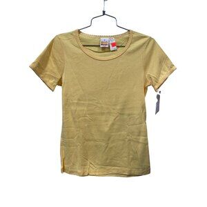 Vintage 80s Wrangler Short Sleeve Crewneck Top Size Small Yellow Deadstock NEW